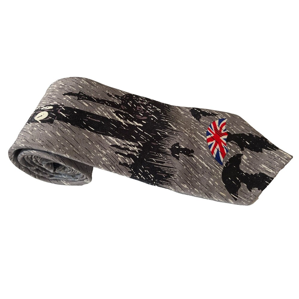 Elegance London 100% Silk Tie - London Rainy Day - Dark Academia Aesthetic
